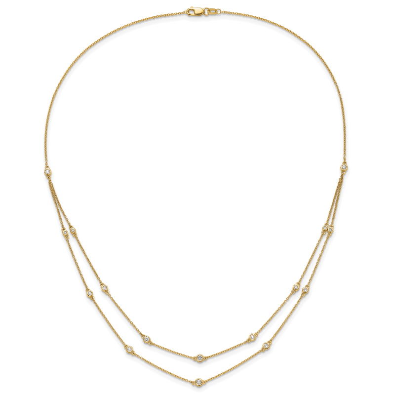 14k White Gold Complete 1/2 carat Diamond Multi-Station Double Strand 18 inch Necklace