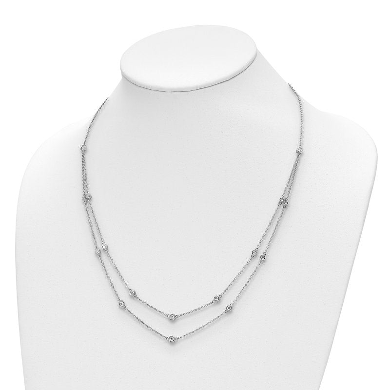 14k White Gold Complete 1/2 carat Diamond Multi-Station Double Strand 18 inch Necklace