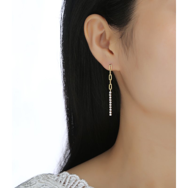 Smiling Rocks 0.53Ct E-F/SI1 Lab Grown Diamond Chain Dangling Earrings