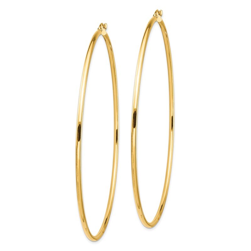 14k 2x80mm Polished Round Tube Hoop Earrings