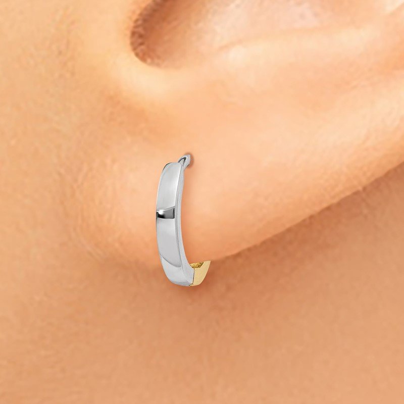 14k Two-tone 1.5mm Round Hinged Hoop Earrings