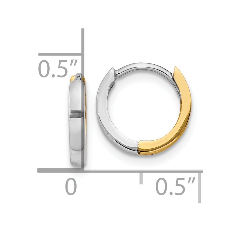 14k Two-tone 1.5mm Round Hinged Hoop Earrings