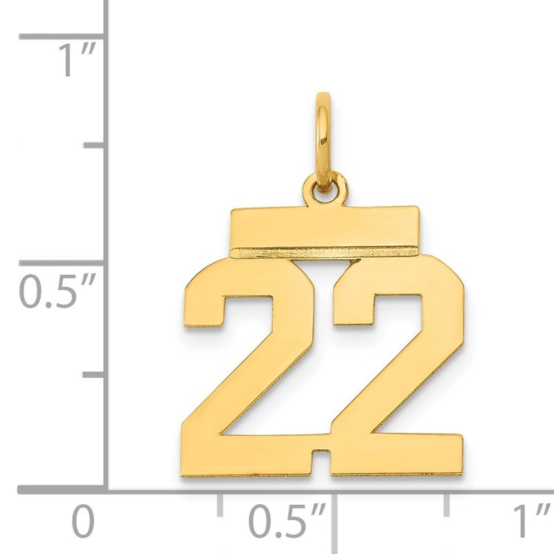 14k Small Polished Number 22 Charm