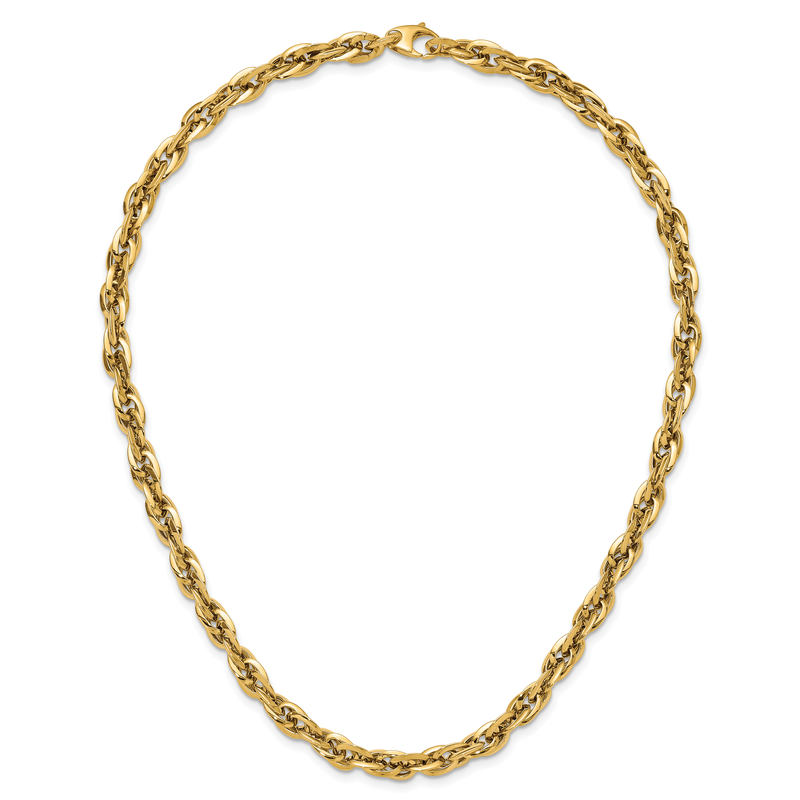 14K Polished 12mm Fancy Rope Link 17.5 inch Necklace
