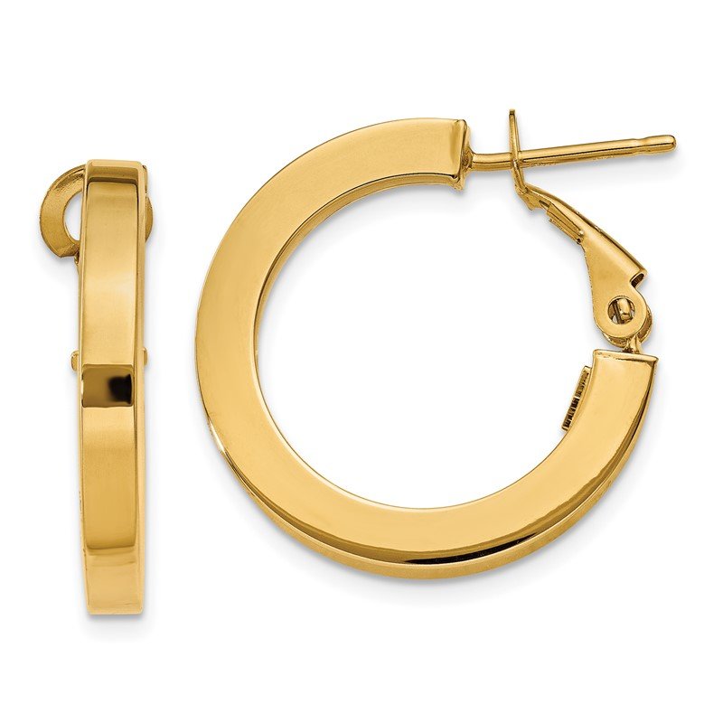 14k 3mm Square Tube Round Hoop Earrings