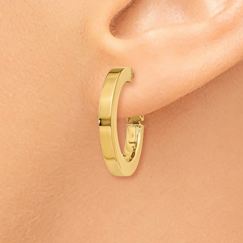 14k 3mm Square Tube Round Hoop Earrings