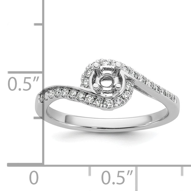 14K White Gold 1/4 carat Lab Grown Diamond VS/SI  D E F  Semi Mount Round By-Pass Engagement Ring