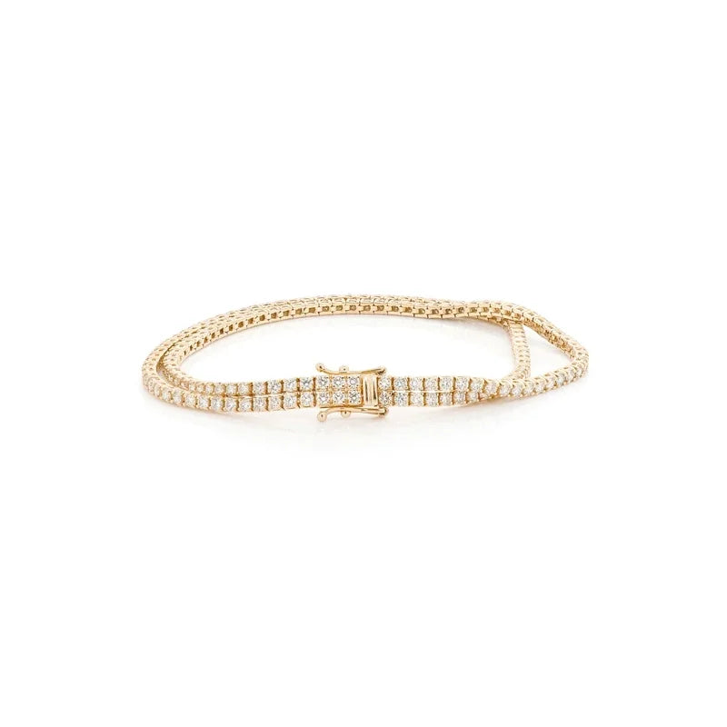 3pt Two Row Prong Set Tennis Bracelet 14K 4.75ctw