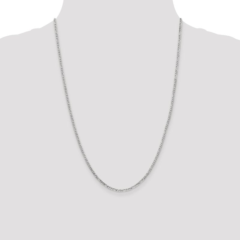 14K White Gold 10 inch 2.25mm Flat Figaro with Lobster Clasp Anklet