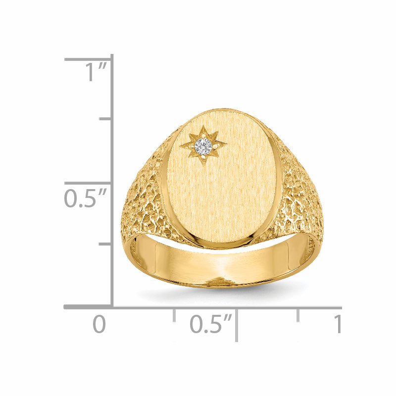 14k 12.0x16.0mm Open Back AA Diamond Mens Signet Ring