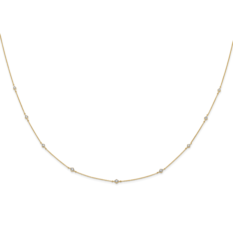 14k White Gold Complete 1/2 carat Diamond 9-Station 18 inch Necklace