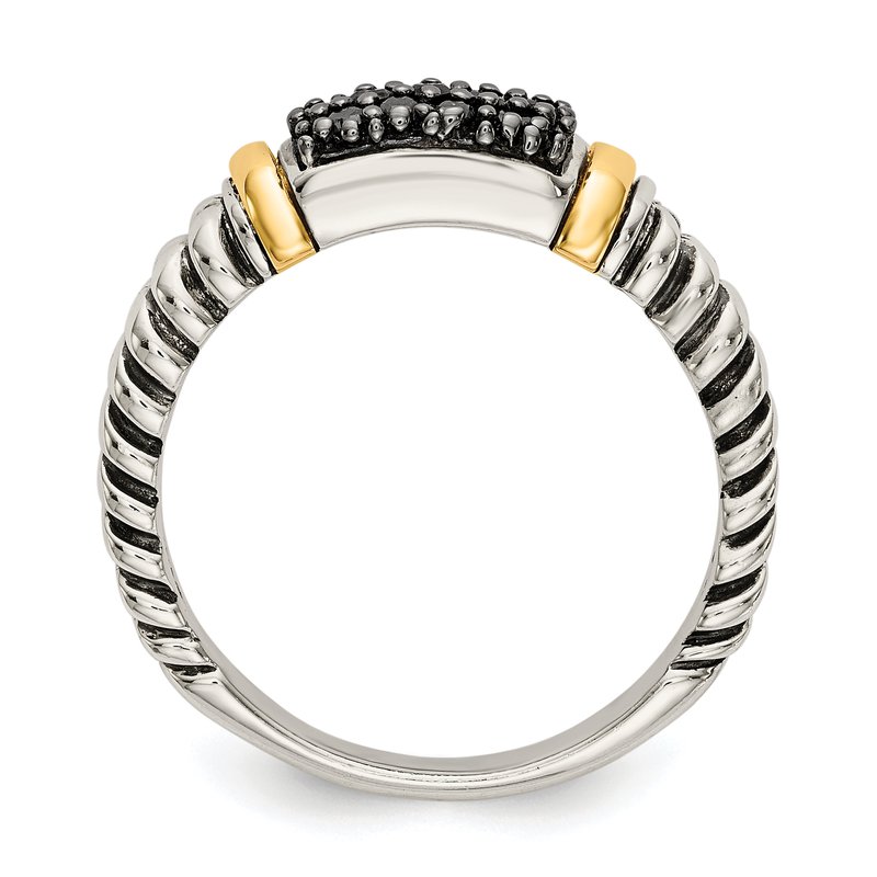 Sterling Silver with 14K Accent Antiqued Black Diamond Ring