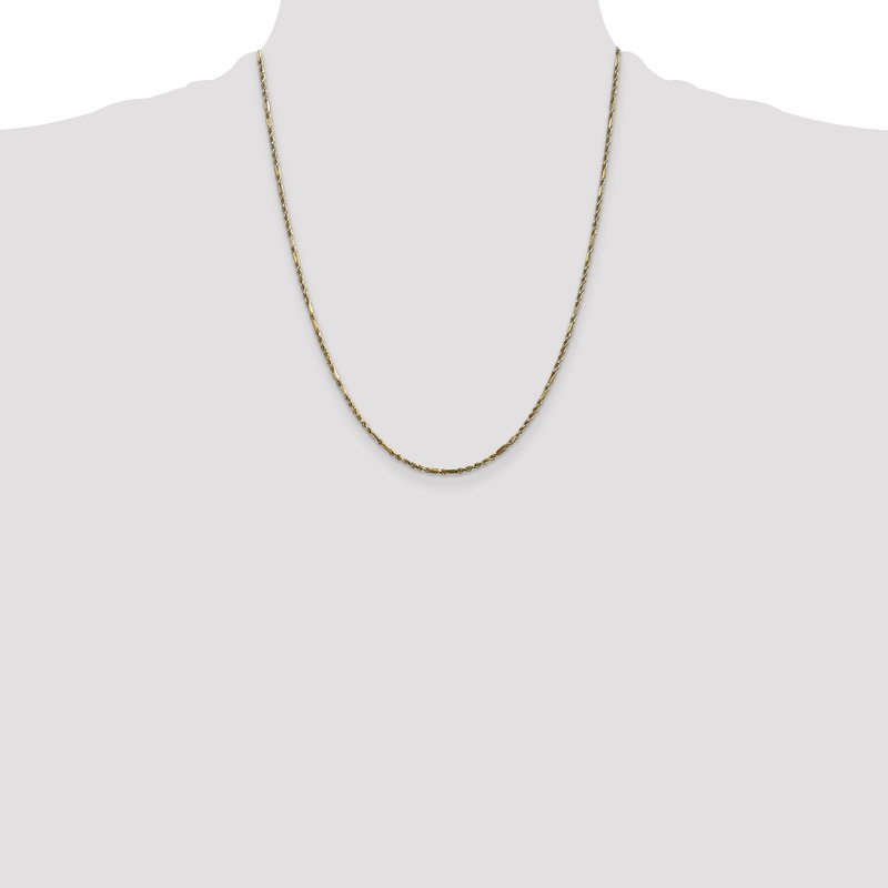 14K 10 inch  1.8mm Diamond-cut Milano Rope with Lobster Clasp Anklet
