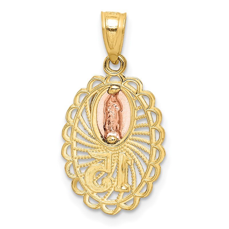 14K Two-tone with White Rhodium Our Lady of Guadalupe 15 Pendant
