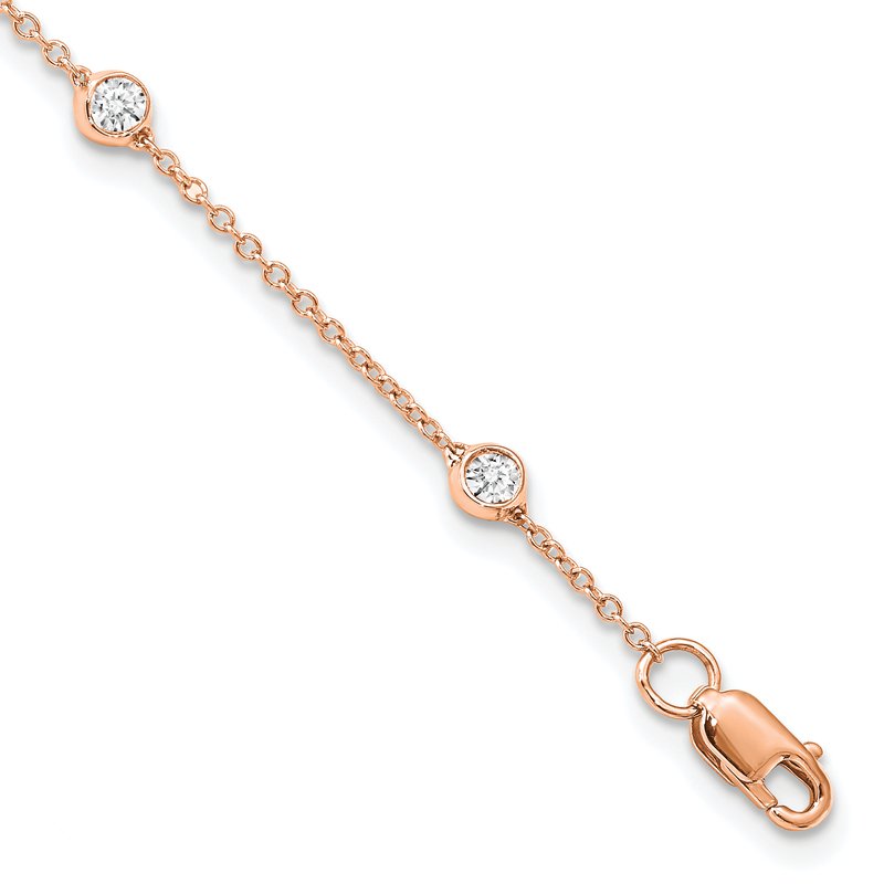 14K Rose Gold 3/8 carat Lab Grown Diamond VS+ F+ Complete 7 Station 7 in Bracelet