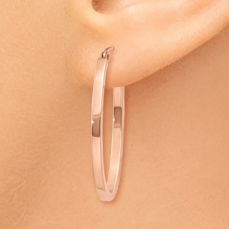 14k Rose Gold Polished Oval Tube Hoop Earrings