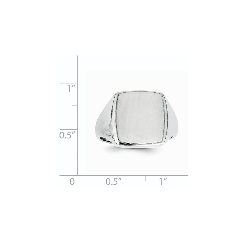 14k White Gold 13.0x15.0mm Open Back Mens Signet Ring