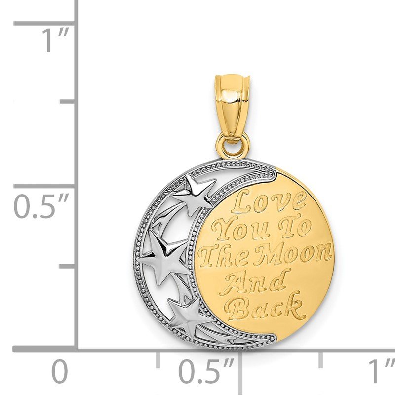 14K and White Rhodium LOVE YOU TO THE MOON AND BACK Pendant