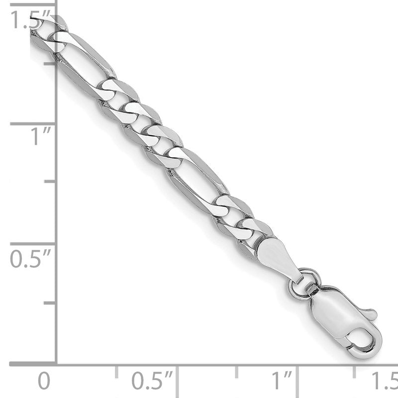 14K White Gold 26 inch 4mm Flat Figaro with Lobster Clasp Chain