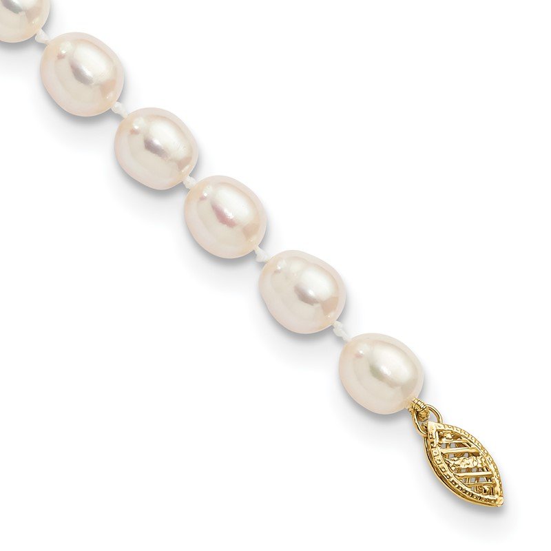 14k 7-8mm White Rice Freshwater Cultured Pearl 18 inch Necklace