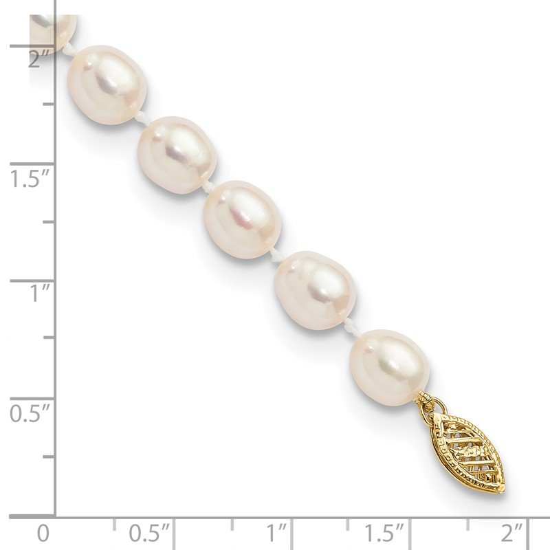 14k 7-8mm White Rice Freshwater Cultured Pearl 18 inch Necklace