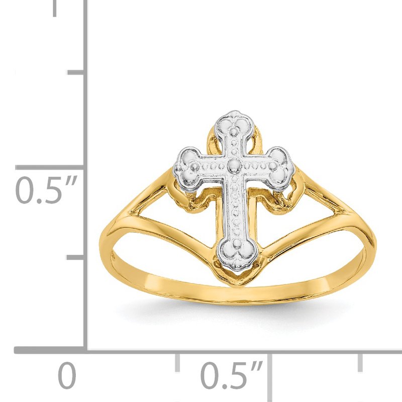 14k w/Rhodium Cross Ring