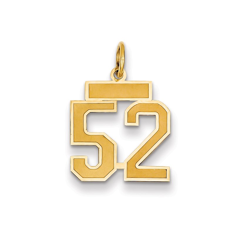 14k Small Satin Number 52 Charm