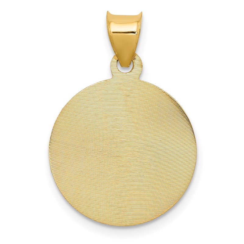 14K with Rose and White Rhodium Diamond-cut Corpus Circle Pendant
