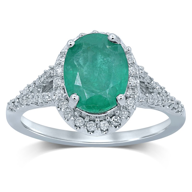 14K Diamond  Emerald Ring