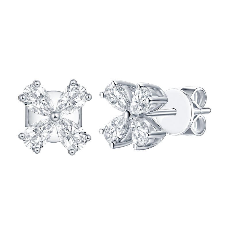Smiling Rocks 0.79Ct E-F/SI1 Lab Grown Diamond Pear Cut Cluster Flower Earrings