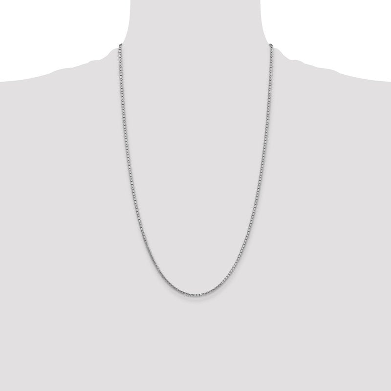 14K White Gold 26 inch 1.9mm Box with Lobster Clasp Chain