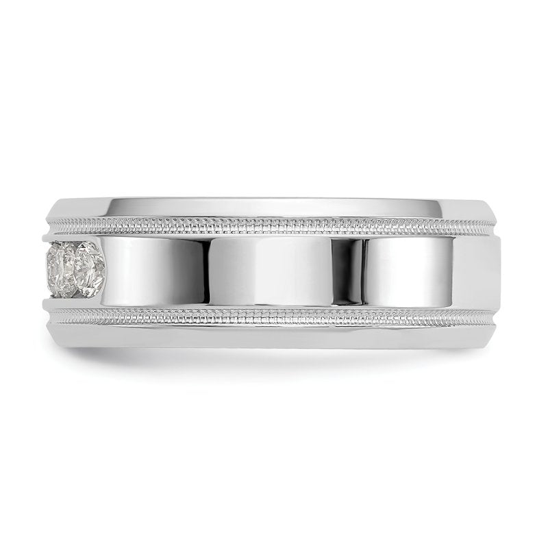 14K White Gold 1/2 carat Lab Grown Diamond VS+ F+ Size 10 Complete Bevel Miligrain Band