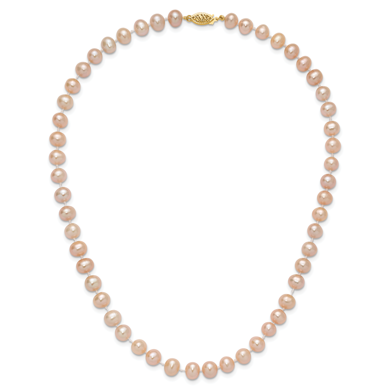 14k 7-8mm Pink Near-Round Freshwater Cultured Pearl 16 inch Necklace