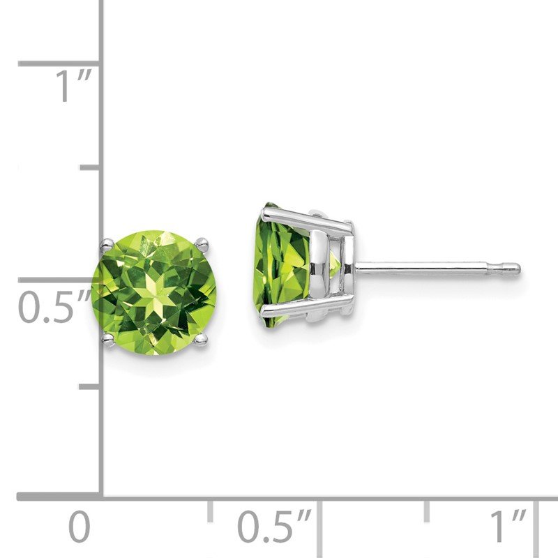 14k White Gold 7mm Round Peridot Post Earrings