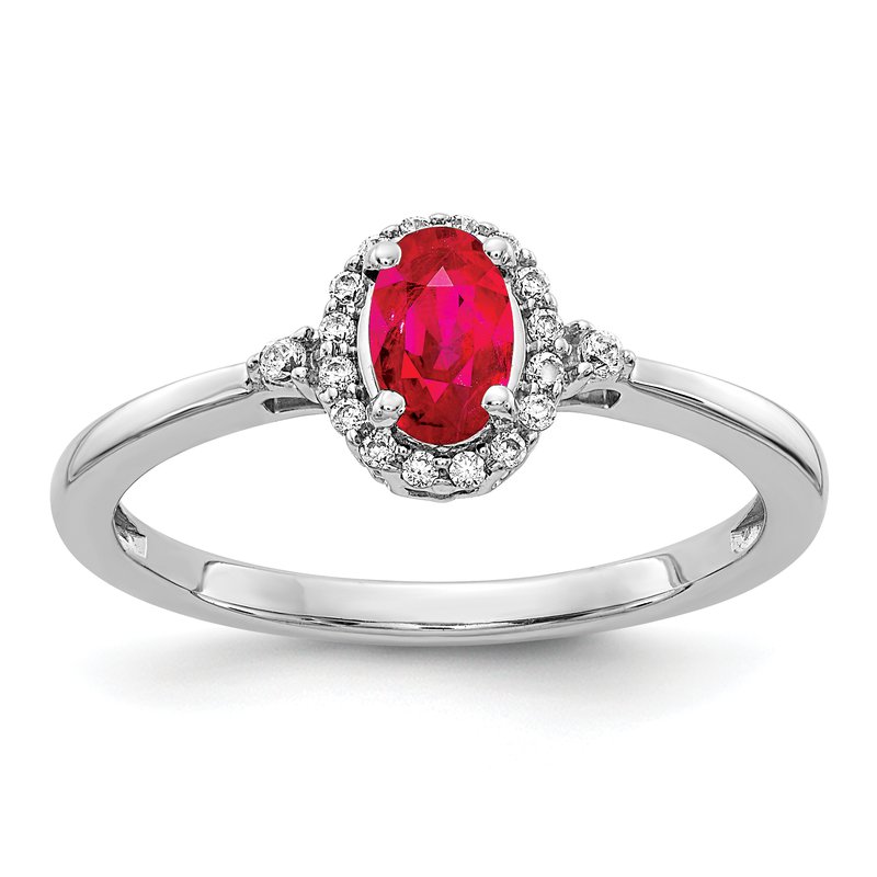 14k White Gold Oval Emerald and Diamond Halo Ring
