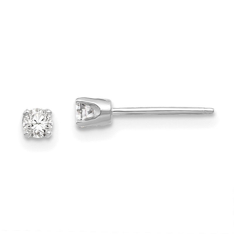 14k White Gold 2.75mm Round CZ Stud Earrings