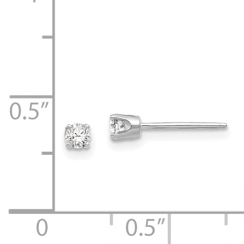 14k White Gold 2.75mm Round CZ Stud Earrings