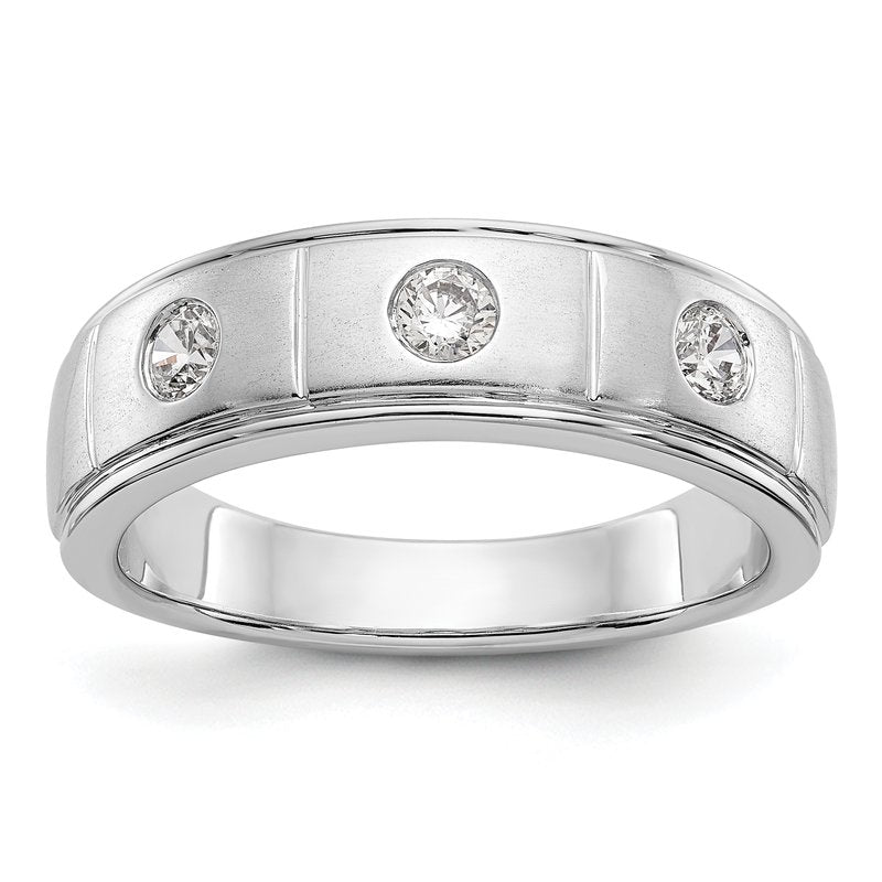 14K White Gold Men's 1/3 carat Lab Grown Diamond VS/SI  D E F  Band