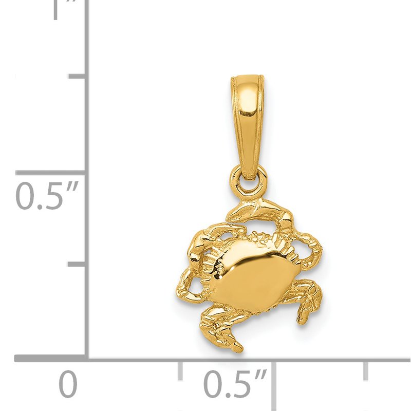 14k Small Crab Pendant