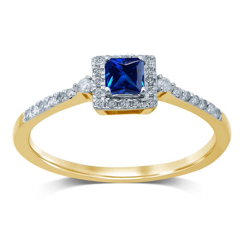 14K 0.14Ct  Diamond  Saphire  Ring