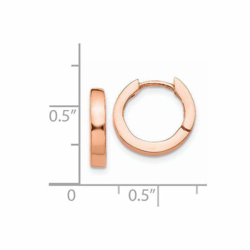 14k Rose Gold Round Hinged Hoop Earrings