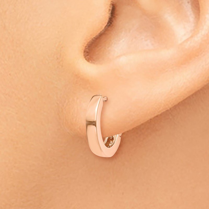 14k Rose Gold Round Hinged Hoop Earrings