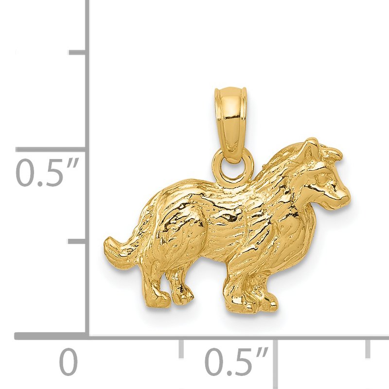 14k Collie Dog Pendant