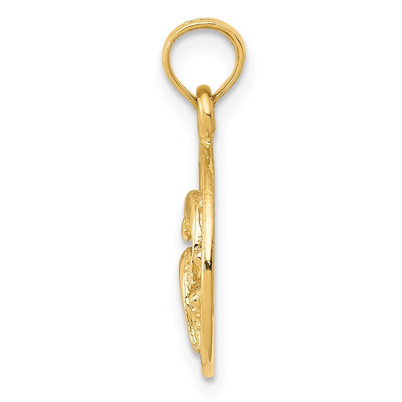 14k Double Dolphin Circle Pendant