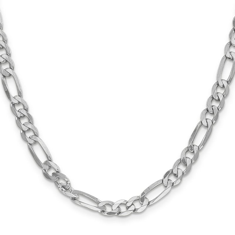 14K White Gold 6mm Flat Figaro Chain