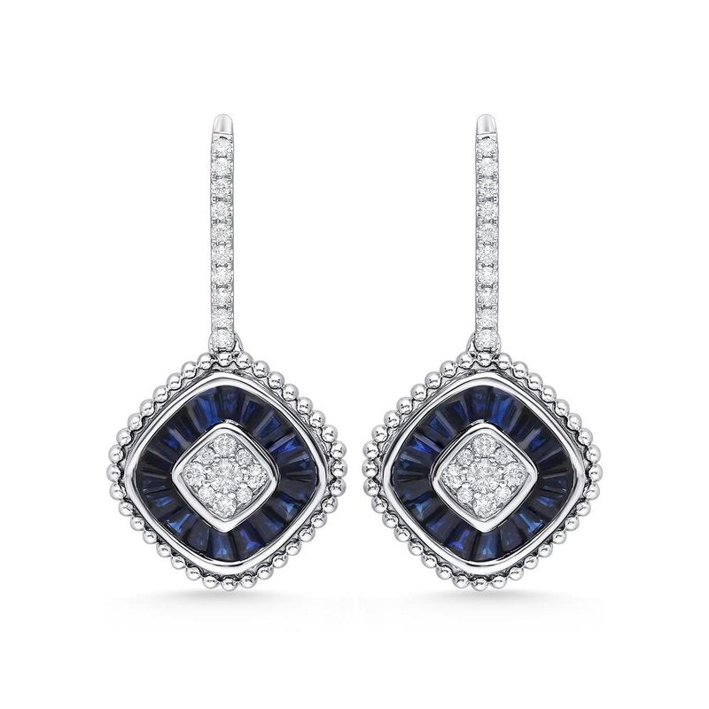 14K 0.40Ct Diamond Sapphire Earring