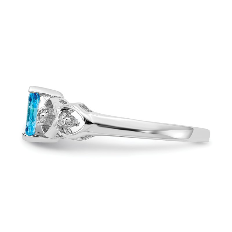 14k White Gold 6x3mm Marquise Blue Topaz AAA Diamond ring
