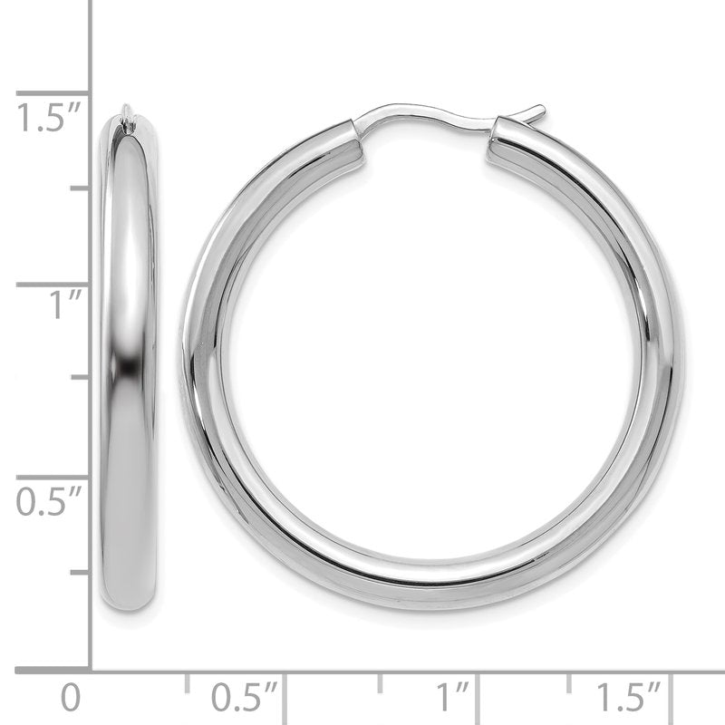 Sterling Silver Rhodium-plated 3.5mm Tube Earrings