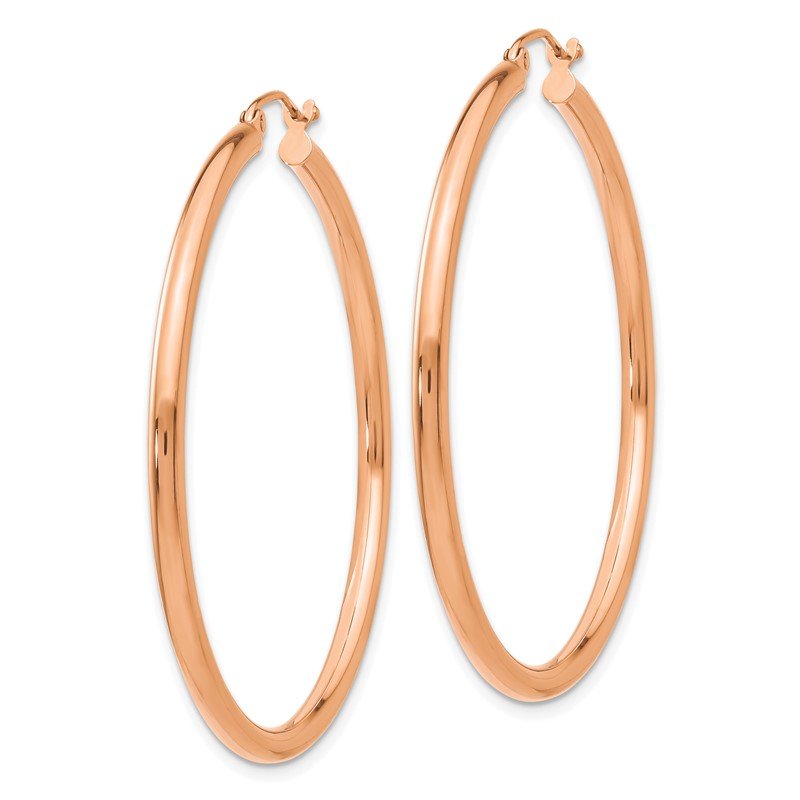 14k Rose Gold 2.5x45mm Polished Lightweight Tube Hoop Earrings