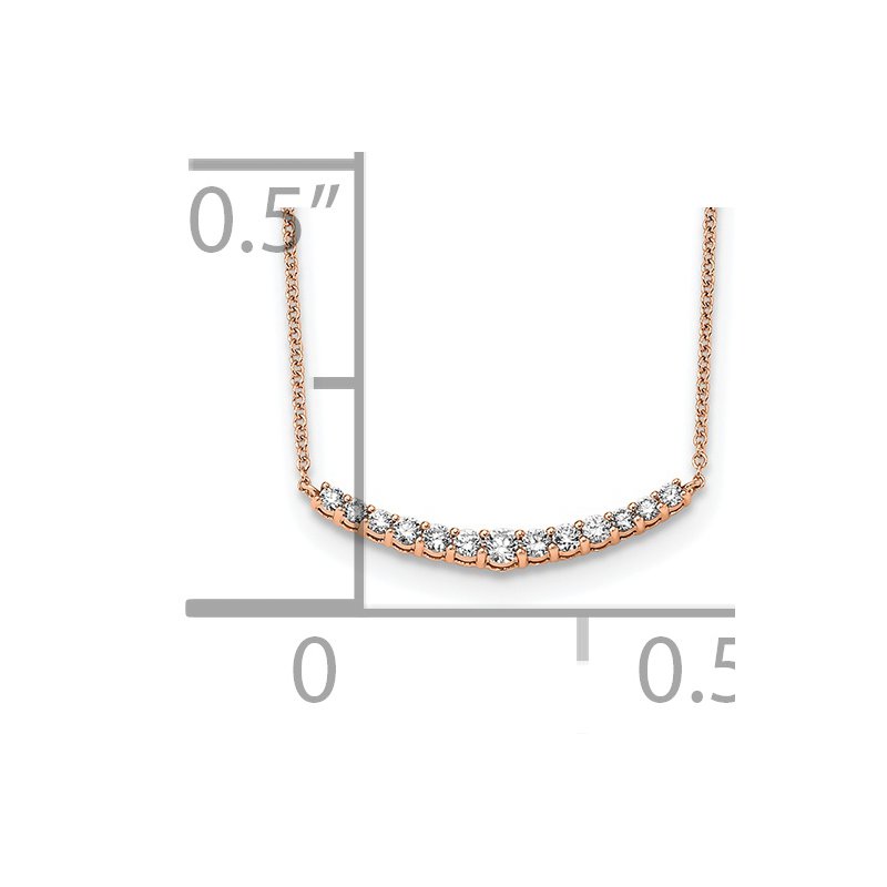 14K Rose Gold 1/2 carat Lab Grown Diamond VS+ F+ 18 in Complete Fashion Bar Necklace